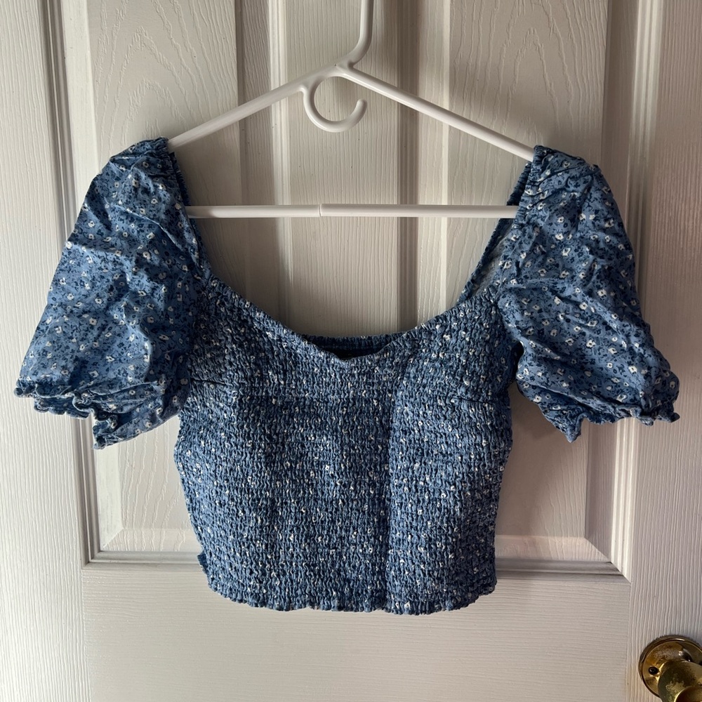 Chic Blue Floral Women's Blouse